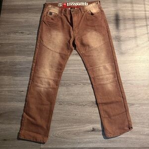 Vintage Y2K Switchi Brown Moto Jeans Slim Fit Premium Denim Sz 36